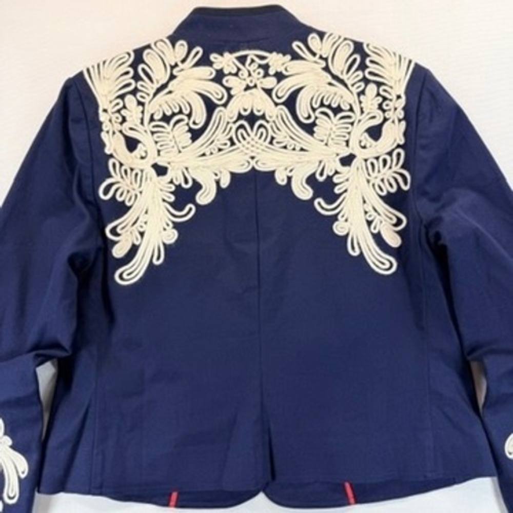 Boden Warwick Embroidered Military Jacket Navy Ivory US 10 - Picture 11 of 16
